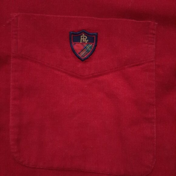 Ralph Lauren Corduroy Red Shirt Men's 2XL Golf Tilden Button Down Long Sleeve - Picture 3 of 7